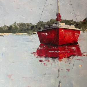 Red Sailboat at Anchor