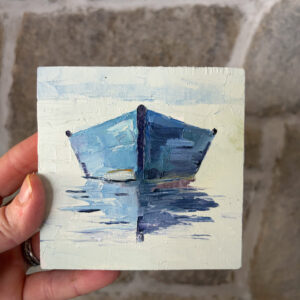 Blue Rowboat Wooden Block
