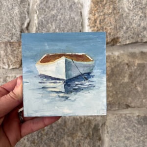 White Rowboat Wooden Block