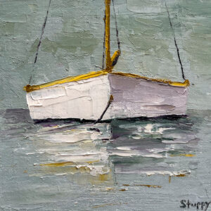 Serene White Sailboat Painting